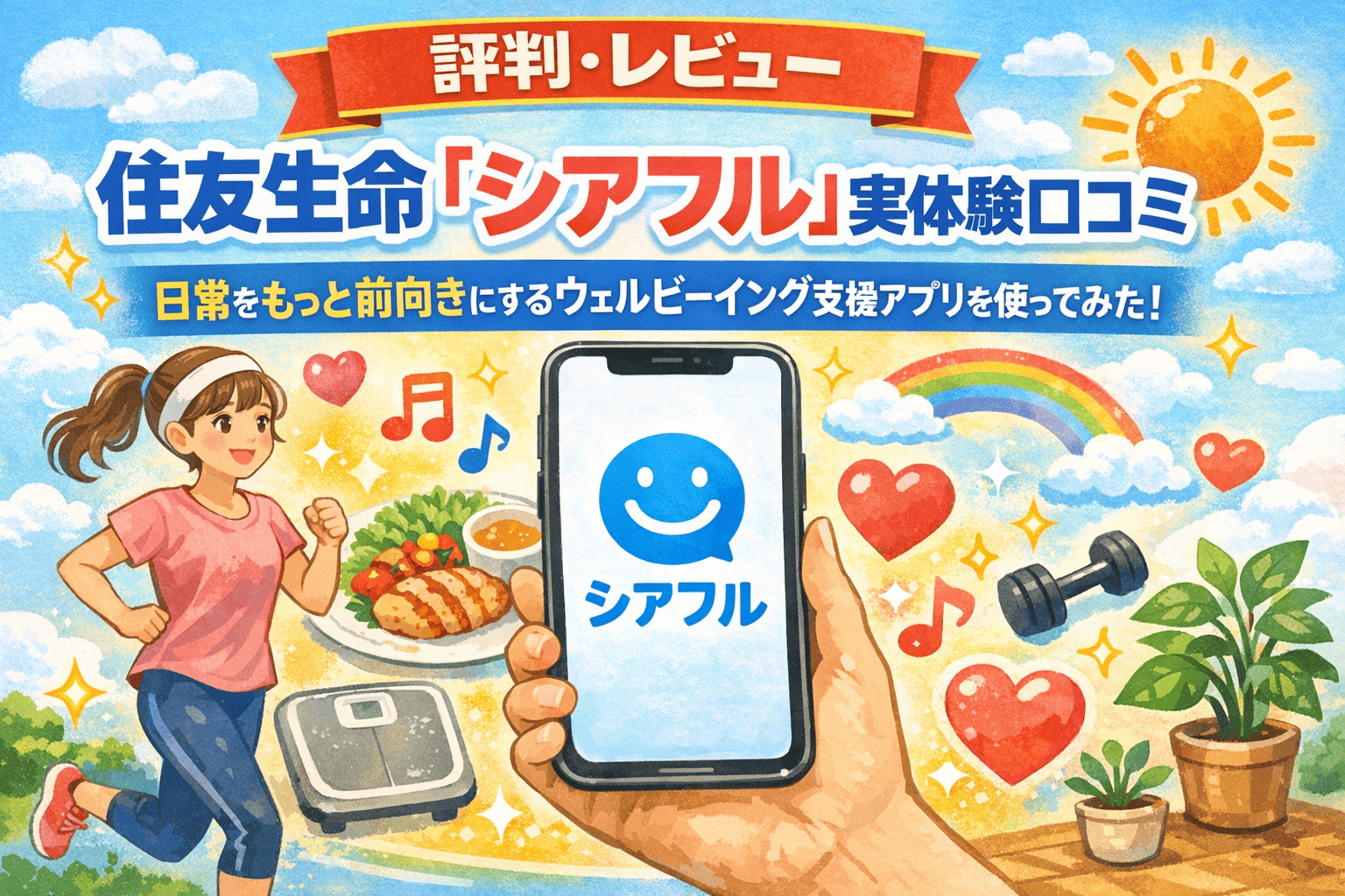 【評判・レビュー】住友生命「シアフル」実体験口コミ｜日常をもっと前向きにするウェルビーイング支援アプリを使ってみた！