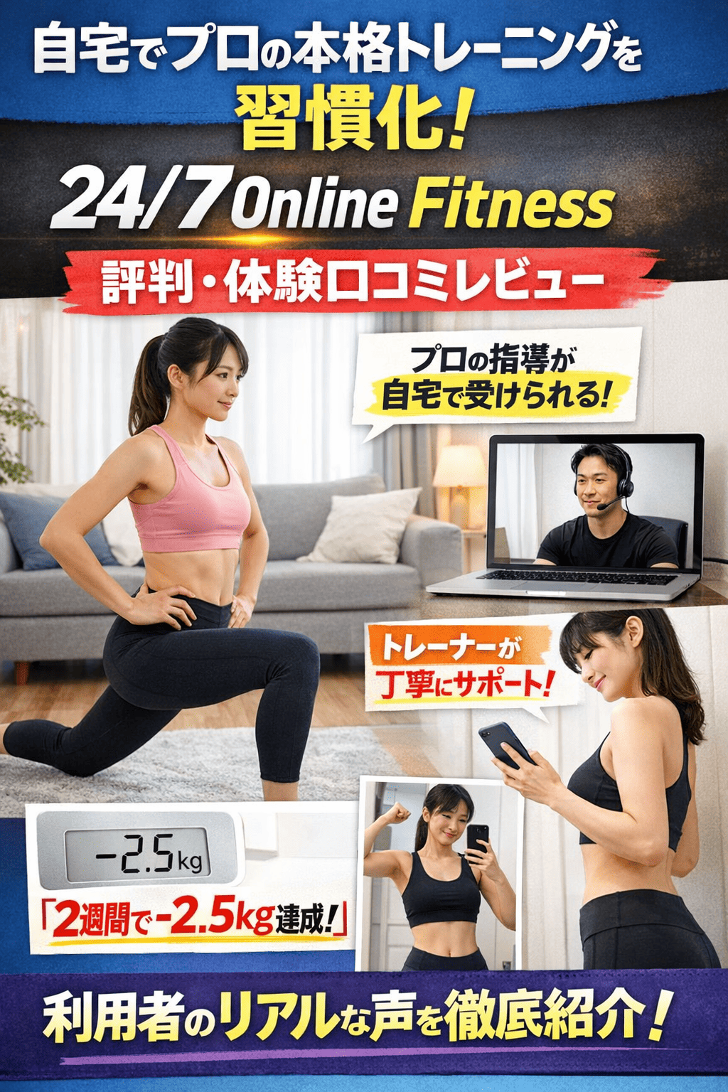 自宅でプロの本格トレーニングを習慣化！「24/7 Online Fitness」評判・体験口コミレビュー
